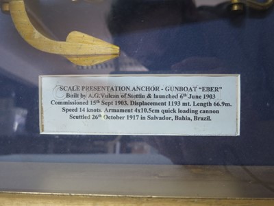 Lot 265 - A PRESENTATION/LAUNCHING ANCHOR COMMEMORATING THE GERMAN GUNBOAT S.M.K. BT EBER, CIRCA 1903
