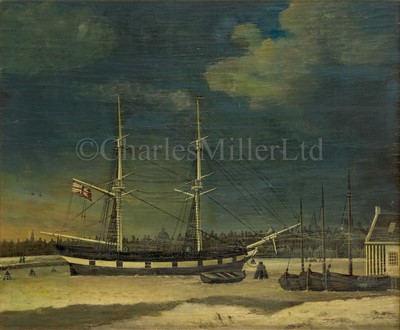 Lot 69 - ENGLISH SCHOOL (CIRCA 1850) : An English brig frozen to her mooring off Liverpool
