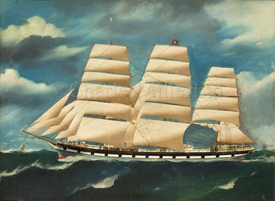 Lot 70 - MANNER OF WILLIAM HOWARD YORKE (BRITISH, 19TH CENTURY) : The Full Rigged Ship 'Glenlui'
