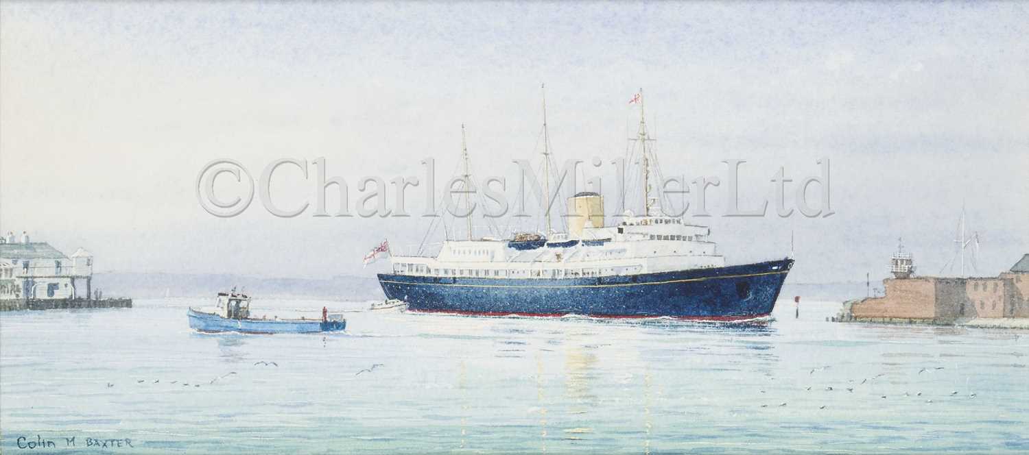 Lot 324 - COLIN M. BAXTER (BRITISH, 20TH/21ST CENTURY) : R.Y. ‘Victoria & Albert III’ entering Portsmouth Harbor; R.Y. ‘Britannia’ entering Portsmouth