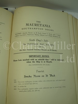 Lot 150 - AUCTION CATALOGUE OF THE APPOINTMENTS, EQUIPMENT AND PANELLING OF THE MAURETANIA