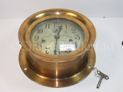 Lot 165 - AN AMERICAN BULKHEAD SHIP’S CLOCK FOR THE TOLEDO SHIPBUILDING COMPANY CIRCA 1900