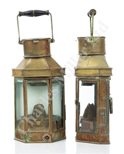 Lot 190 - A PAIR OF ENGINE ROOM LAMPS, CIRCA 1900