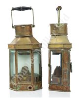 Lot 190 - A PAIR OF ENGINE ROOM LAMPS, CIRCA 1900