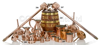 Lot 288 - A COMPLETE SET OF ROYAL NAVY COPPER LIPPED RUM MEASURES
