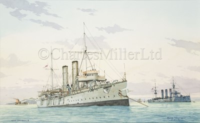 Lot 268 - RONNY MOORTGAT (CONTINENTAL, B. 1951) : H.M.S. ‘Iphigenia’; H.M.Submarine ‘C3’ naval shipping off Portsmouth, circa 1914