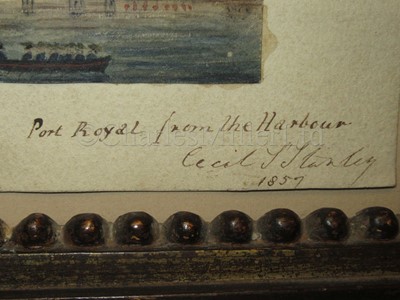 Lot 74 - CECIL S. STANLEY, (BRITISH, 19TH CENTURY) : Port Royal [Jamaica] from the harbour