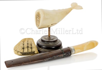 Lot 117 - Ø A CARVED SPERM WHALE'S TOOTH LOG STAMP