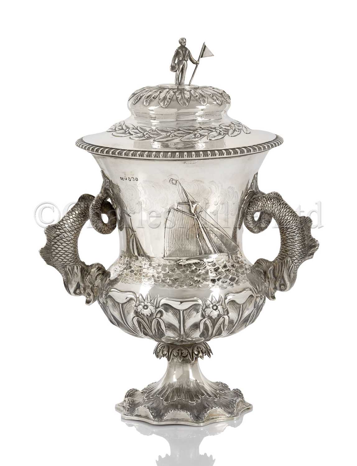 Lot 29 - A VICTORIAN IRISH SILVER YACHTING TROPHY