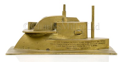 Lot 263 - A RELIC MADE FROM BRASS FROM THE WRECK OF S.M.S. U.C.-44, CIRCA 1917