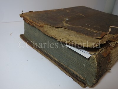 Lot 185 - CAPTAIN ROTHERAM'S SURVIVING COPY OF THE ENCYCLOPEDIA BRITANNICA DAMAGED IN HIS CABIN ABOARD COLLINGWOOD'S FLAGSHIP, H.M.S. ROYAL SOVEREIGN, AT THE BATTLE OF TRAFALGAR, 1805