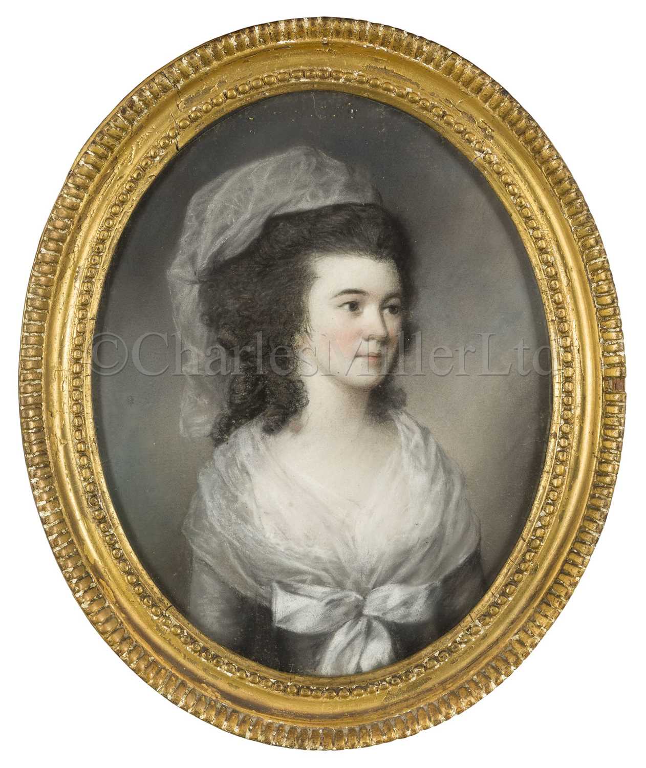 Lot 192 - Ø ATTRIBUTED TO HUGH DOUGLAS HAMILTON (1739-1808): Portrait of a lady identified as Dorothea Rotheram, wife of Captain Rotheram, circa 1790