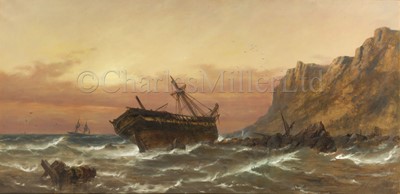 Lot 66 - RICHARD HENRY NIBBS (BRITISH, 1816-1893) : Wreck of an Indiaman off Beachy Head, sunrise