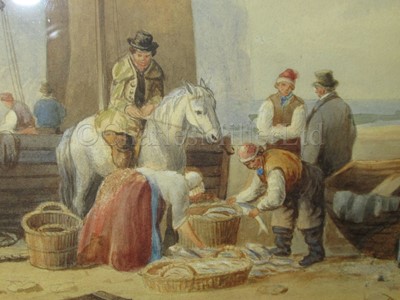 Lot 23 - ATTRIB. TO THOMAS MILES RICHARDSON JR (BRITISH, 1813-1890) : Sorting fish, Northumberland