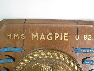 Lot 275 - A WELL-PRESENTED SHIP'S BADGE FROM THE SLOOP H.M.S. MAGPIE, (1943)