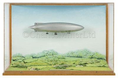 Lot 330 - AN INTERESTING MODEL DIORAMA OF THE R100 AIRSHIP AS DEPICTED IN CIRCA 1925