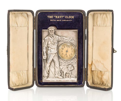 Lot 125 - THE "NAVY" CLOCK, CIRCA 1916<br/>the carved former...