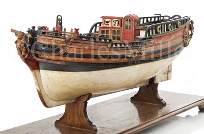 Lot 155 - A 1:32 SCALE MID-18TH CENTURY DOCKYARD MODEL OF A YACHT, POSSIBLY OLD PORTSMOUTH, FOR THE USE OF SENIOR DOCKYARD OFFICERS