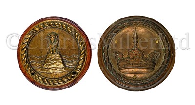 Lot 280 - UNOFFICIAL SHIPS' BADGES FROM THE BATTLESHIPS H.M.S. ANSON (1940) AND H.M.S. ALBION (1898)