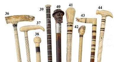 Lot 92 - Ø A 19TH CENTURY WHALEBONE AND MARINE IVORY SAILORWORK  WALKING STICK POSSIBLE FOR SHIPS CARPENTER