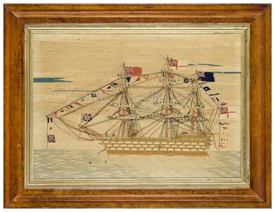 Lot 249 - A FINE SAILOR'S WOOLWORK PICTURE, CIRCA 1860