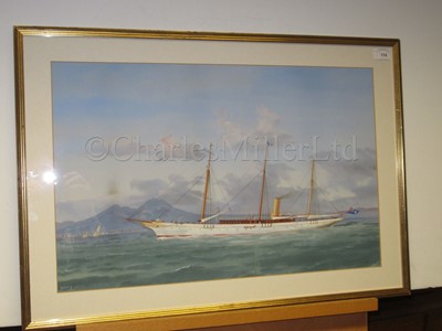 Lot 138 - ANTONIO DE SIMONE (ITALIAN, 1851-1907) : The steam yacht ‘White Ladye’ off Naples, circa 1892