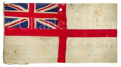 Lot 318 - H.M.S. EXETER'S BATTLE ENSIGN FLOWN DURING THE ACTION AGAINST S.M.S. ADMIRAL GRAF SPEE AT THE BATTLE OF THE RIVER PLATE, 13TH DECEMBER, 1939