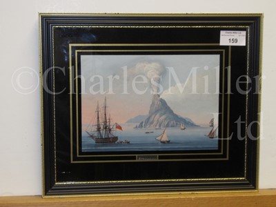 Lot 159 - NEAPOLITAN SCHOOL, 19TH CENTURY A British war ship and other shipping off Stromboli