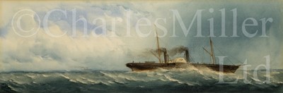 Lot 101 - CHARLES TAYLOR (ACTIVE 1836-1871) A twin-funnelled paddle steamer in a heading into a squall