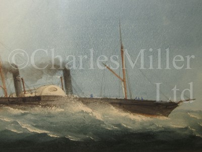 Lot 101 - CHARLES TAYLOR (ACTIVE 1836-1871) A twin-funnelled paddle steamer in a heading into a squall
