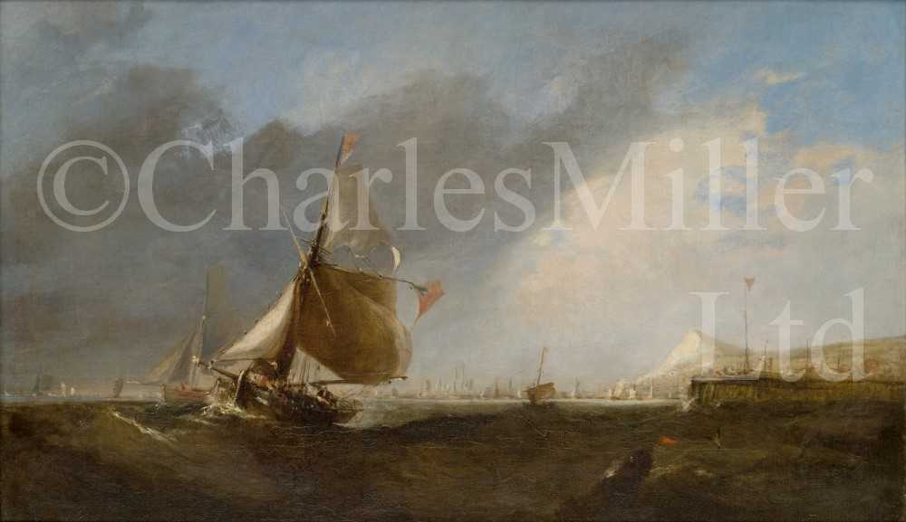 Lot 22 - CIRCLE OF WILLIAM CALLOW (BRITISH, 1812–1908) : Fishing boats at a harbour entrance