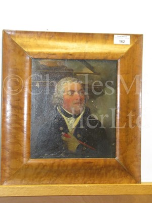 Lot 162 - ENGLISH SCHOOL, EARLY 19TH CENTURY A portrait of a Captain of three years seniority in undress uniform holding a telescope
