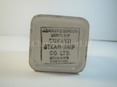 Lot 30 - A Cunard Steam Ship Co. Ltd. cube jug -- 2 x 2 x 3in. (5.1 x 5.1 x 7.6cm.)