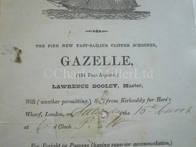 Lot 25 - An advertising letter for the clipper schooner 'Gazelle', dated 1852