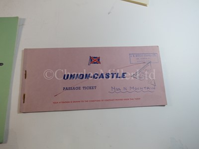 Lot 123 - A selection of Union Castle Line menus, a ticket, passenger list, and sports programme