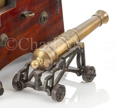 Lot 198 - A BRASS MODEL OF A NAVAL GUN, POSSIBLY 19TH CENTURY