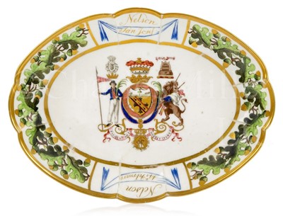 Lot 166 - AN OVAL DESSERT DISH FROM LORD NELSON'S 'ARMORIAL' SERVICE, CIRCA 1802