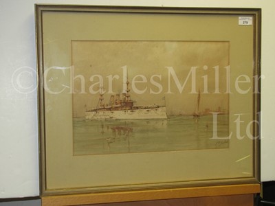 Lot 279 - ENGLISH SCHOOL, 19TH century: H.M. Torpedo boat 57 and a print