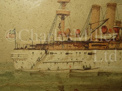 Lot 279 - ENGLISH SCHOOL, 19TH century: H.M. Torpedo boat 57 and a print