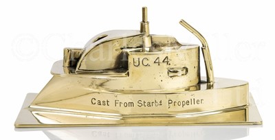 Lot 304 - A RELIC FROM BRASS RECOVERED FROM THE WRECK OF S.M.S. U.C.-44, CIRCA 1917