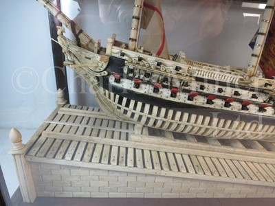 Lot 170 - A NAPOLEONIC PRISONER OF WAR STYLE LAUNCHING MODEL FOR THE 74-GUN SHIP 'ORION'