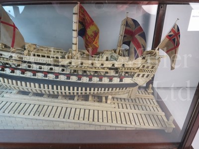 Lot 170 - A NAPOLEONIC PRISONER OF WAR STYLE LAUNCHING MODEL FOR THE 74-GUN SHIP 'ORION'
