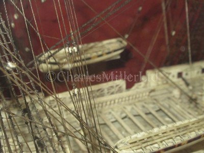 Lot 195 - A NAPOLEONIC FRENCH PRISONER OF WAR STYLE BONE AND TORTOISESHELL MODEL FOR A 40-GUN FIFTH-RATE FRIGATE
