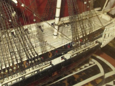 Lot 195 - A NAPOLEONIC FRENCH PRISONER OF WAR STYLE BONE AND TORTOISESHELL MODEL FOR A 40-GUN FIFTH-RATE FRIGATE