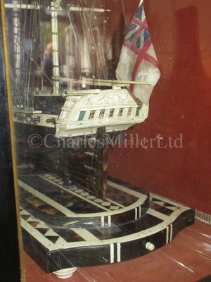 Lot 195 - A NAPOLEONIC FRENCH PRISONER OF WAR STYLE BONE AND TORTOISESHELL MODEL FOR A 40-GUN FIFTH-RATE FRIGATE