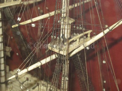Lot 195 - A NAPOLEONIC FRENCH PRISONER OF WAR STYLE BONE AND TORTOISESHELL MODEL FOR A 40-GUN FIFTH-RATE FRIGATE