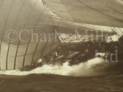 Lot 85 - AN IMPRESSIVE SEPIA TONE PHOTOGRAPHIC PRINT BY BEKEN OF COWES OF THE RACING YACHT 'MOHAWK' RACING AT THE 1888 SOUTHAMPTON YACHT CLUB REGATTA, PROBABLY 20TH CENTURY