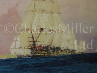 Lot 165 - CHARLES EDWARD DIXON (BRITISH, 1872–1934) : British Fleet, 1805, The 'Victory'