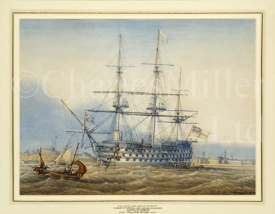 Lot 207 - WILLIAM DEANE, 19TH CENTURY : H.M.S. 'Royal Adelaide' at Plymouth