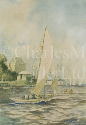 Lot 80 - R. MACAULEY (BRITISH, 20TH CENTURY) : Yachts racing off Cowes Castle; Yachts racing off Ryde, Isle of Wight